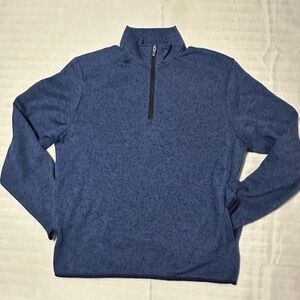 PGA TOUR Mock Neck 3/4 zip up fleeced sweater. Men’s Small. Blue with Black